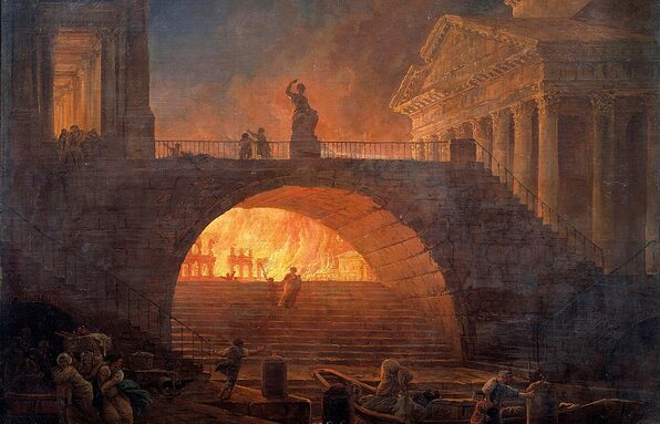 "Incendie à Rome, 18 juillet 64" par Hubert Robert (musée d'art moderne Muma)